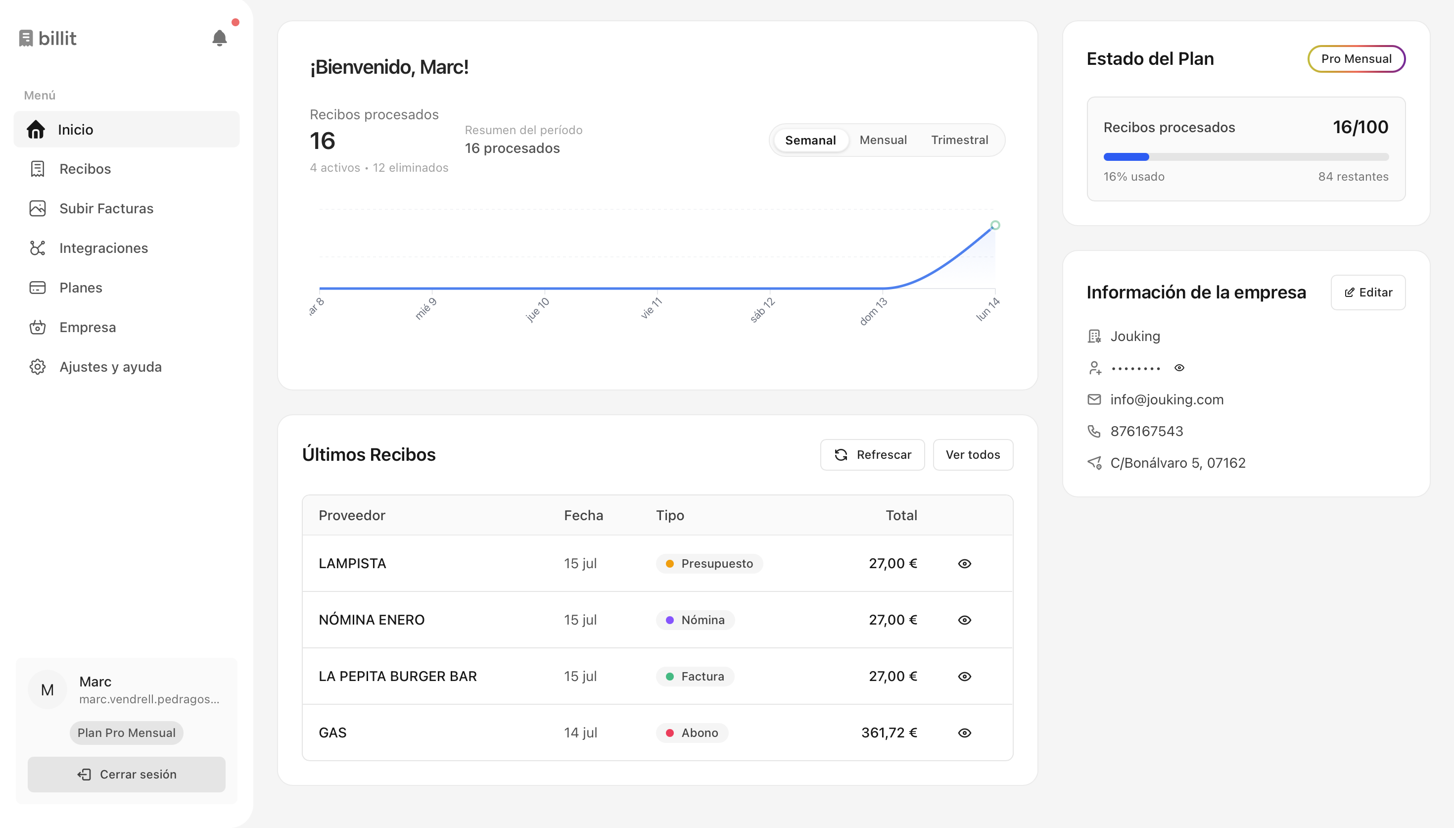 Billit Dashboard